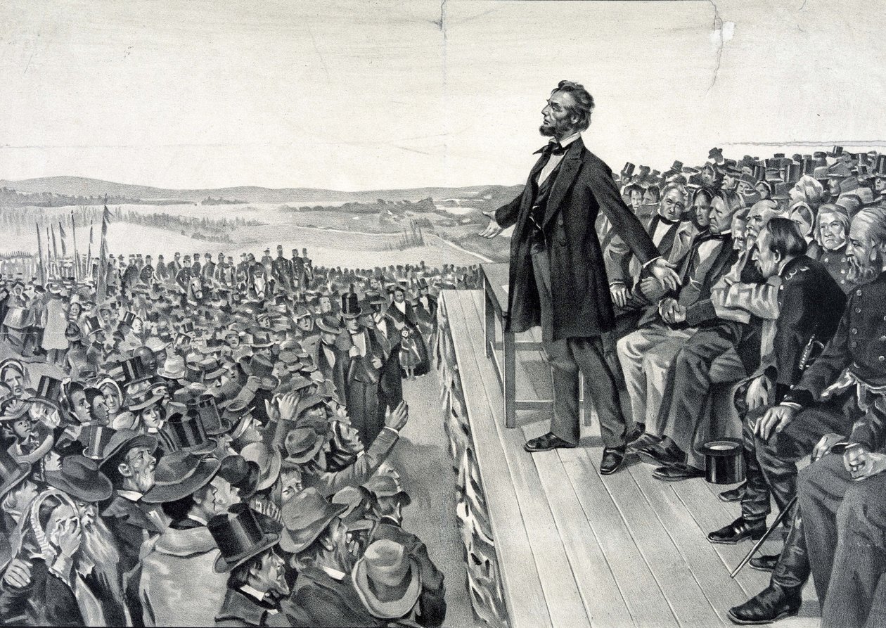 Abraham Lincoln no seu famoso discurso de 19 de novembro de 1863 de Artist Unknown