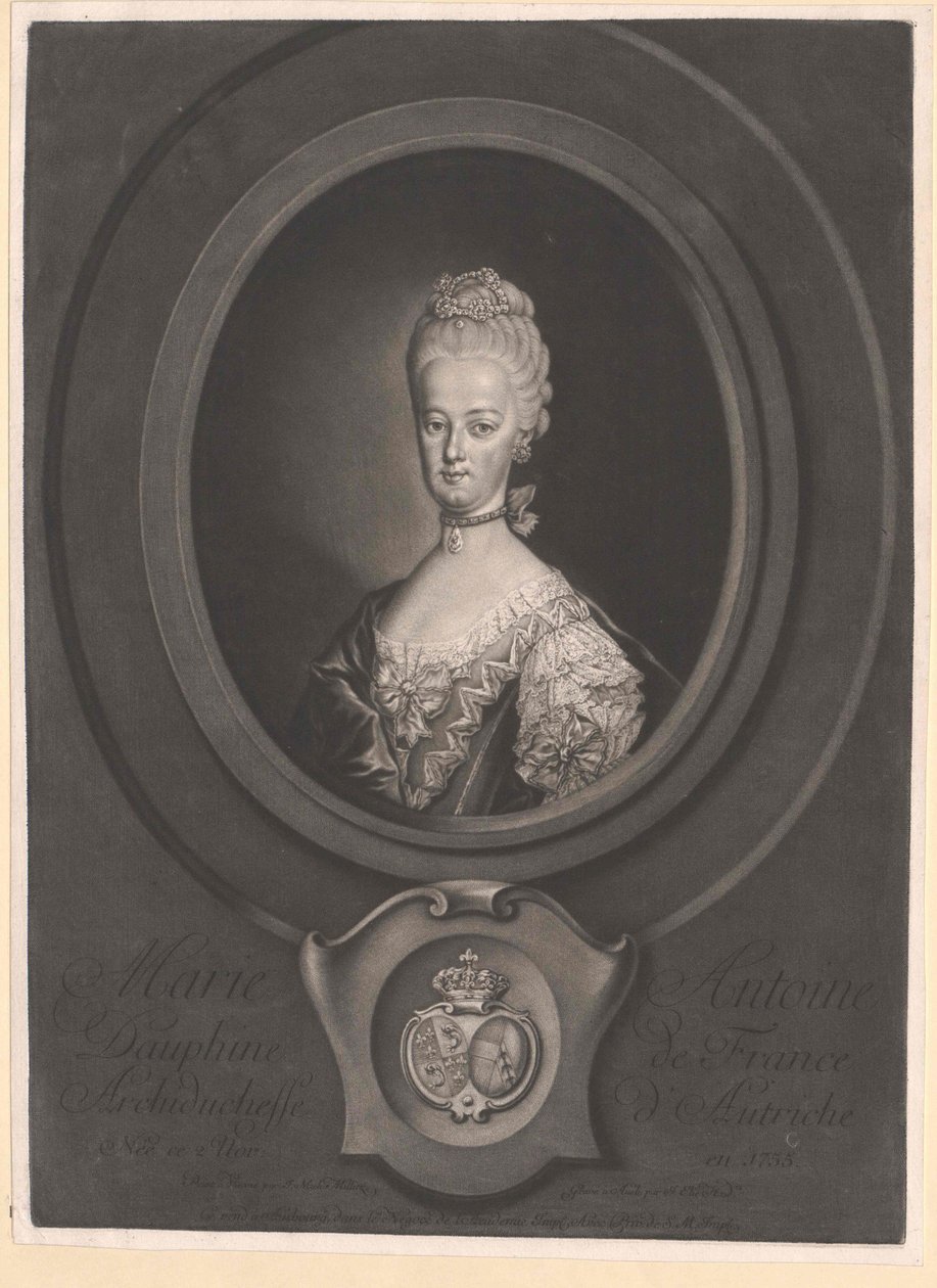 Arquiduquesa da Áustria Maria Antonieta (impressão) de Artist Unknown