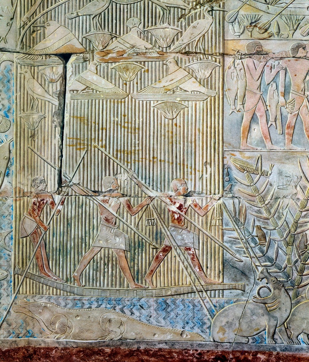 Arte Egípcia: caça ao hipopótamo, 6ª dinastia de Artist Unknown