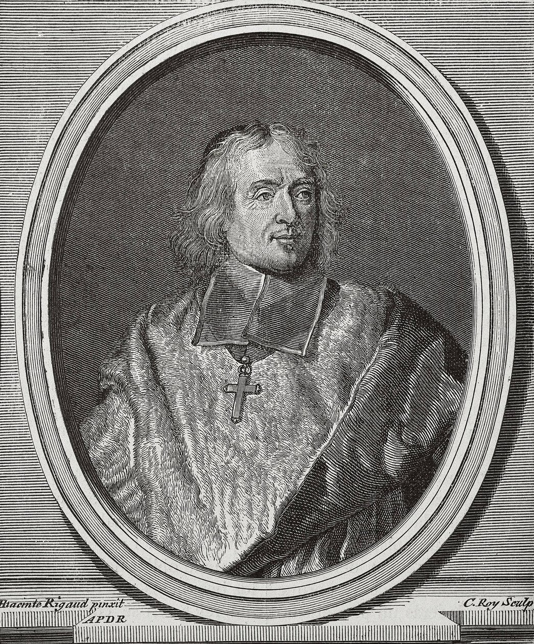 BOSSUET, Jacques-Benigne (1627-1704). Teólogo e bispo inglês. Cópia do retrato a partir do original de Hyacinthe Rigaud. Gravura de Artist Unknown