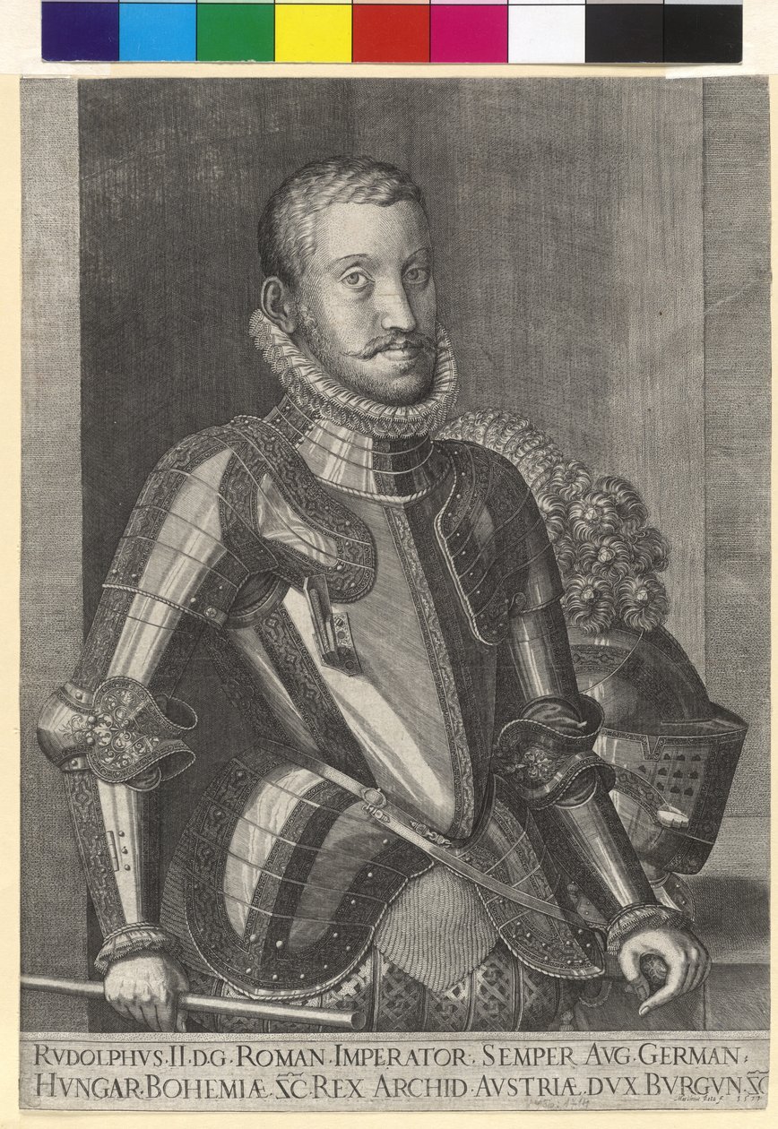 Gravura em cobre de Martin rota Imperador Rudolf II de Artist Unknown