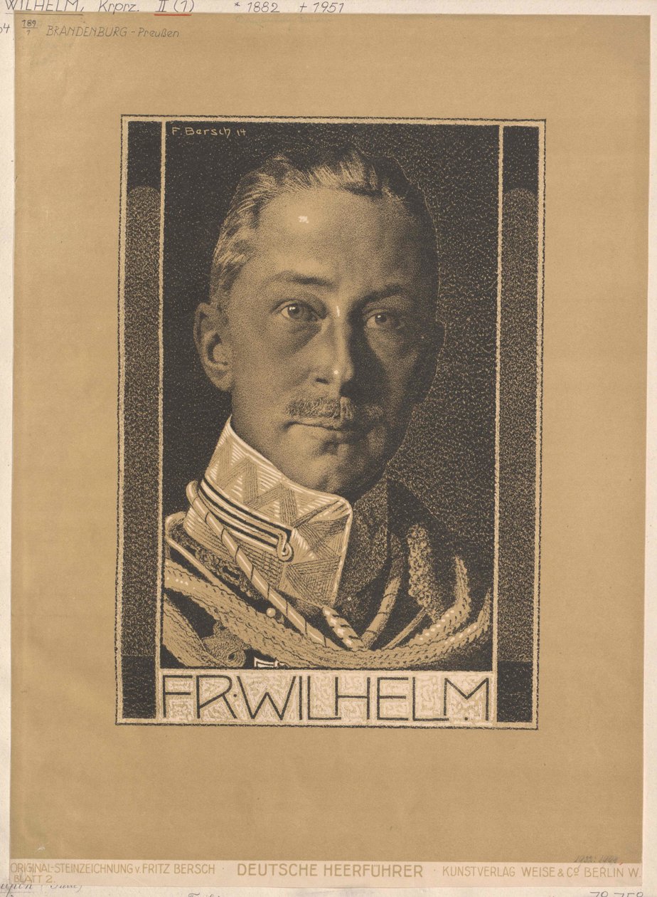 Príncipe herdeiro do Império Alemão e da Prússia Wilhelm (gravura) de Artist Unknown