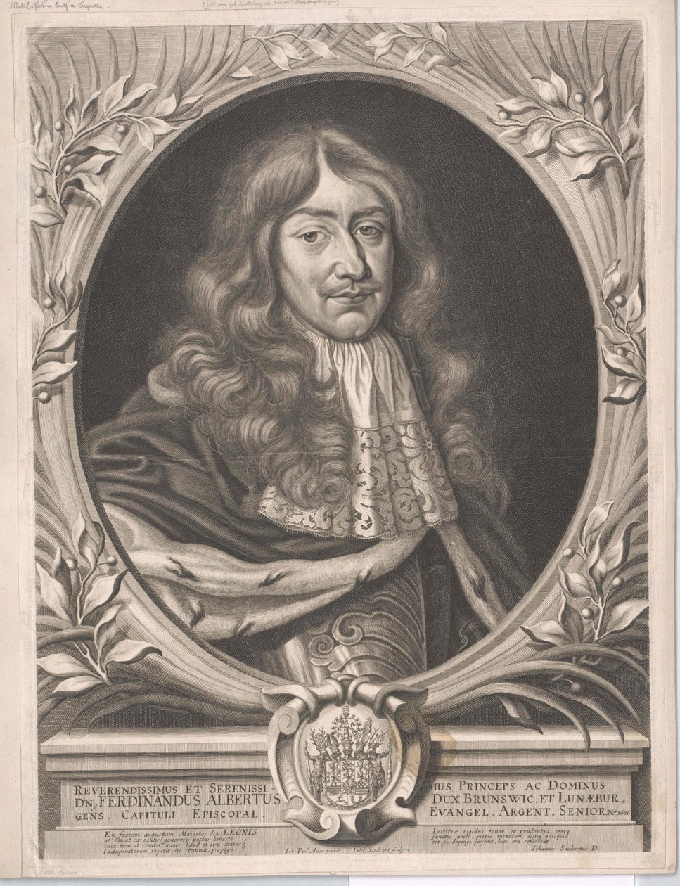 Duque do Brunswick-Wolfenbuettel Ferdinand Albert II (gravura) de Artist Unknown