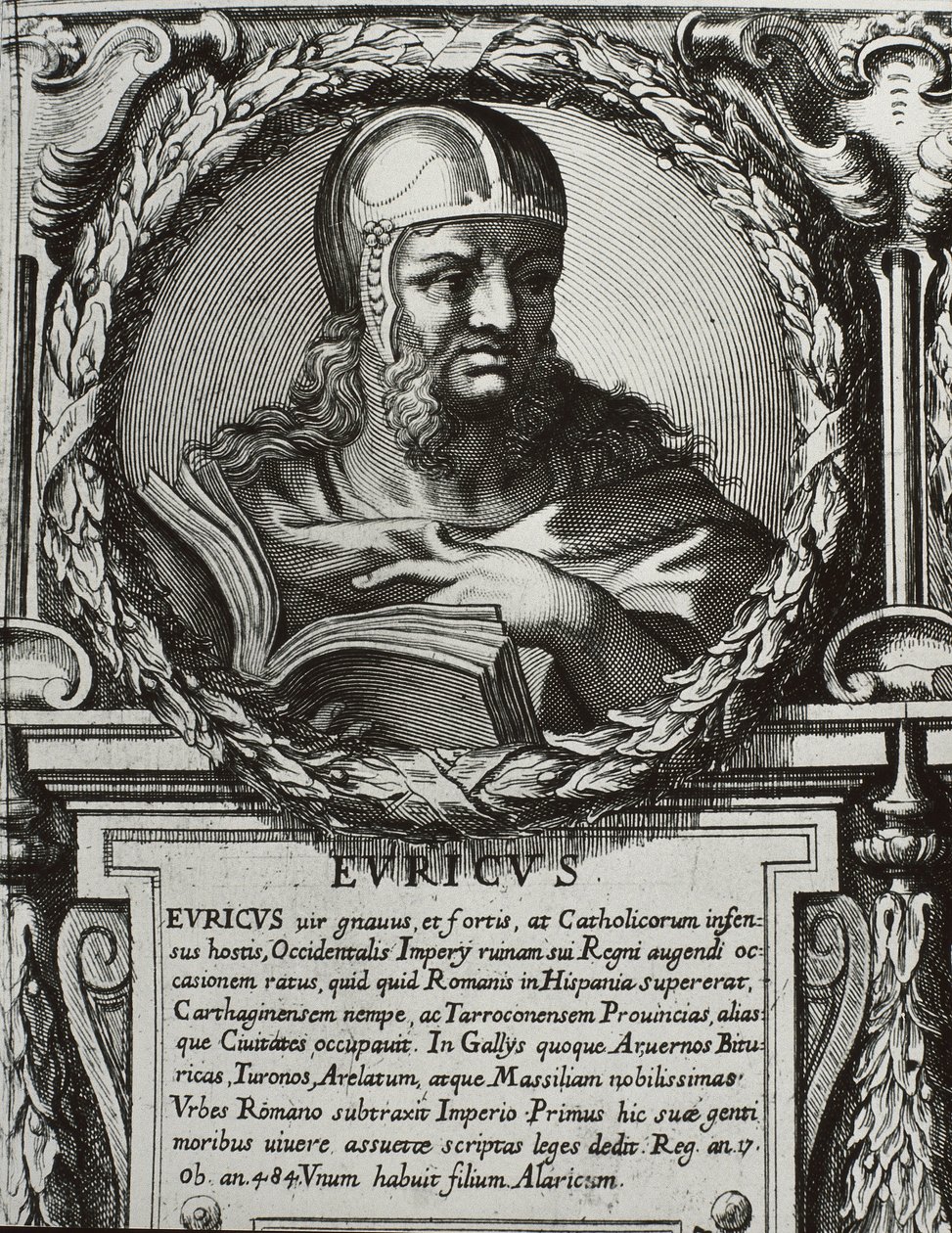 EURICO (420-484). Rei dos Visigodos (466-484). Gravura. de Artist Unknown