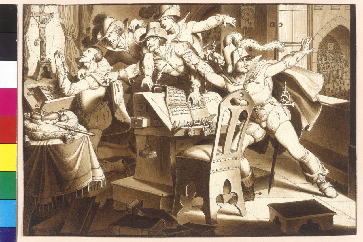 O imperador Fernando II opõe-se às dívidas dos protestantes boémios de Artist Unknown