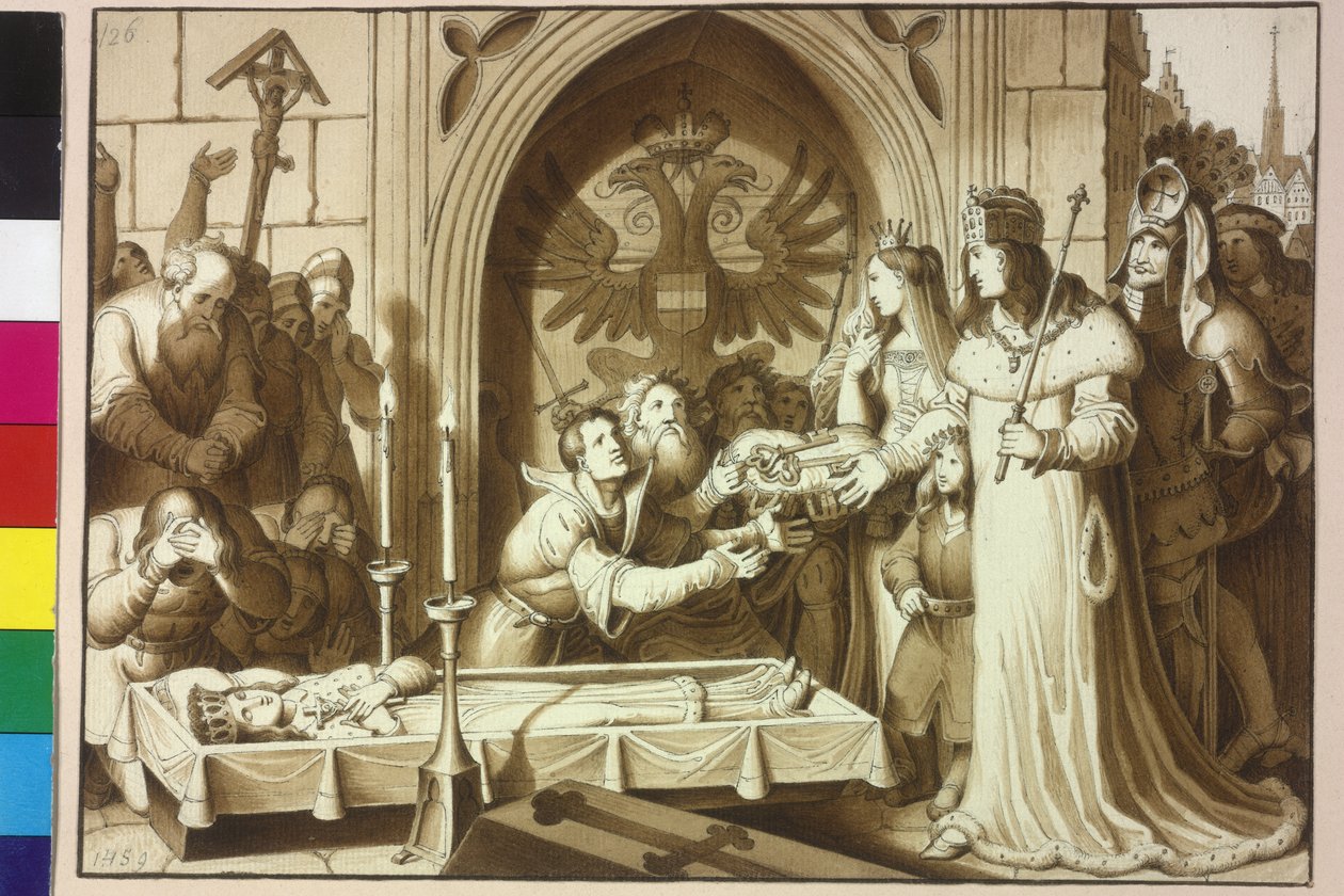 O imperador Frederico III e os duques Albrecht e Sigmund de Artist Unknown