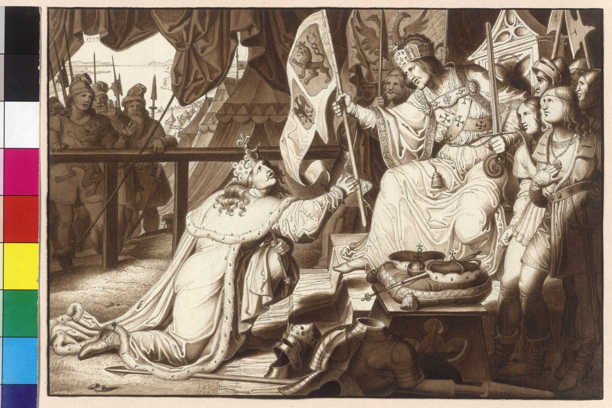 O Imperador Rudolf enfeudando o Rei Ottokar à Boémia e à Morávia de Artist Unknown