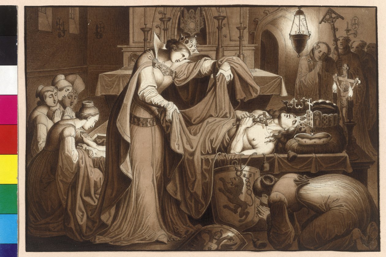 A imperatriz Anna envolveu o corpo do rei Ottokar numa mortalha no mosteiro escocês de Artist Unknown