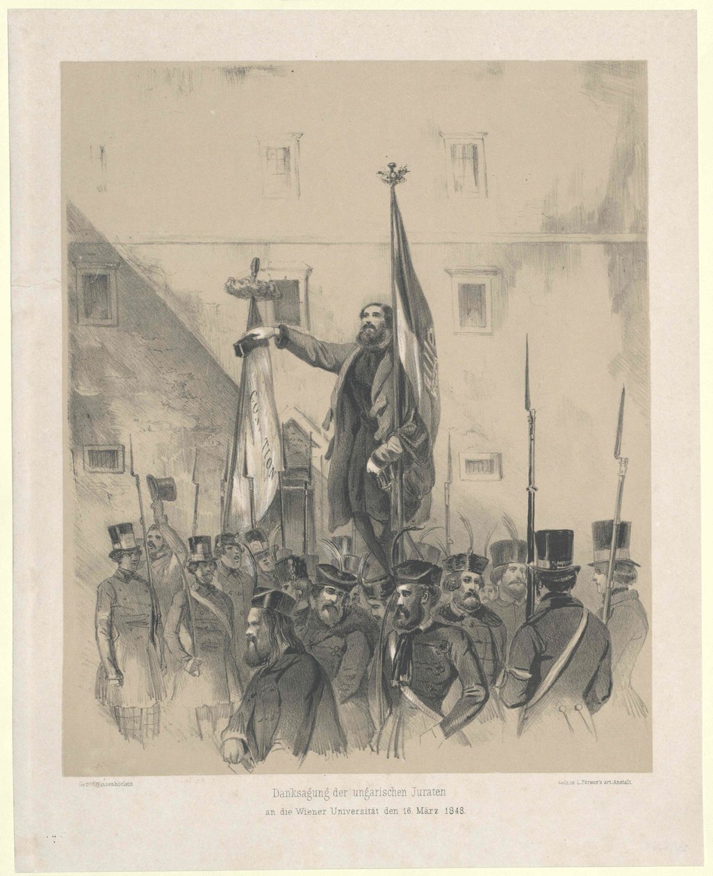 Agradecimento dos jurados húngaros na Universidade de Viena em 16 de março de 1848 de Artist Unknown