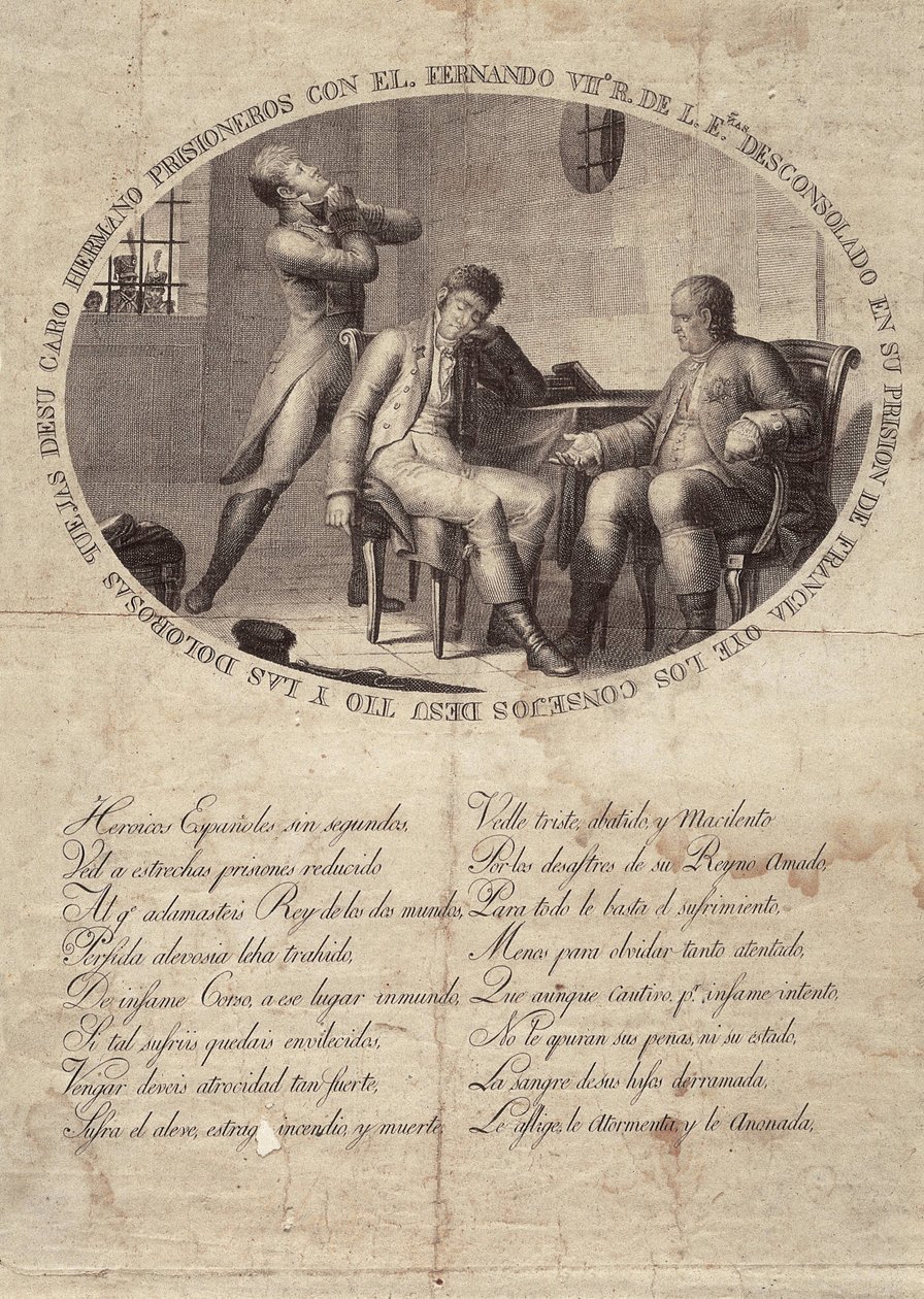 FERDINANDO VII de Espanha (1784-1833). Rei de Espanha (1808-1833). Cativeiro de Fernando VII em França. Gravura. ESPANHA. ANDALUZIA. CADIZ. São Fernando. Museu Histórico Municipal de Artist Unknown