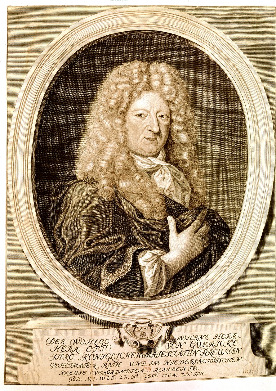 GUERICKE Otto, cientista, inventor, matemático e físico alemão (gravura) de Artist Unknown