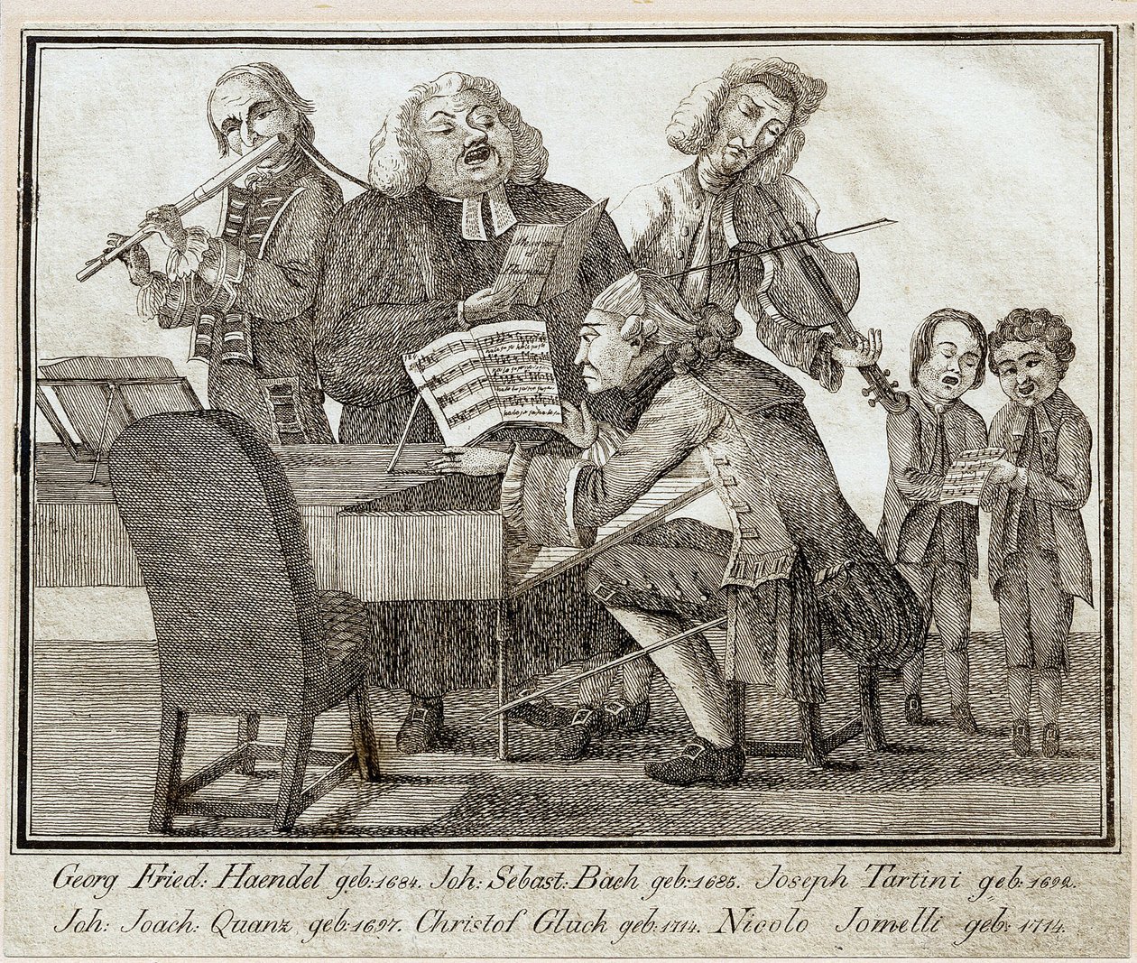 Georg Friedrich Haendel (1685-1759) (aguarela e tinta sobre papel) de Artist Unknown