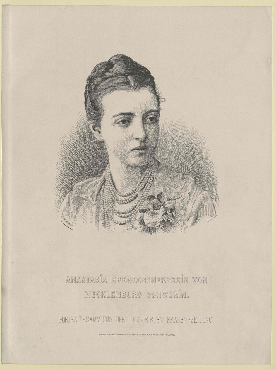 Grã-Duquesa da Rússia Anastasia Mikhailovna de Artist Unknown
