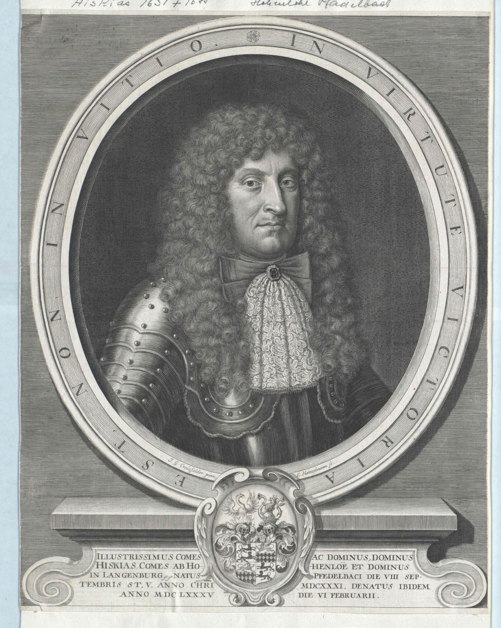 Hezekiah conde Hohenlohe-Waldenburg-Pfedelbach de Artist Unknown
