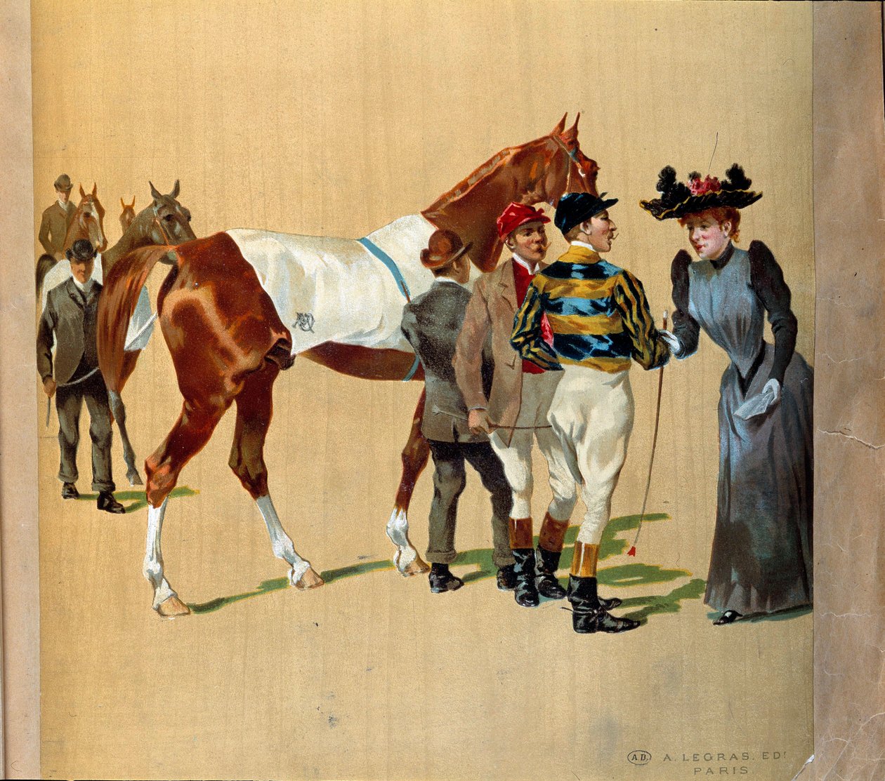 Corridas de cavalos: as últimas dicas antes da corrida, início do século XX (impressão) de Artist Unknown