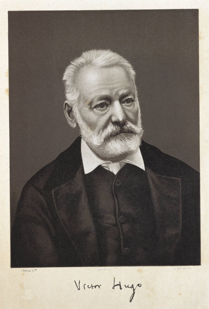 Hugo, Victor (1802-1885). Escritor romântico francês. Litografia de Artist Unknown