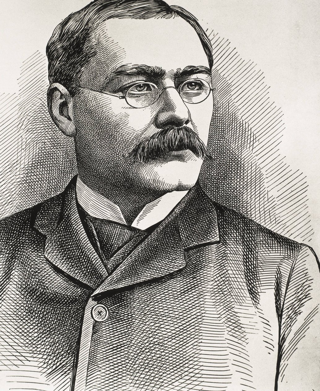 KIPLING, Rudyard (1865-1936). Escritor britânico, nascido na Índia. Prémio Nobel da Literatura em 1907. Retrato de Kipling. Gravura. de Artist Unknown