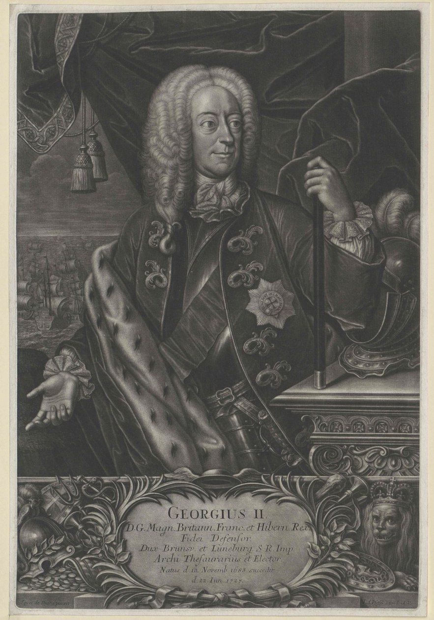 Rei de Inglaterra eleitor de Hanover Jorge II de Artist Unknown