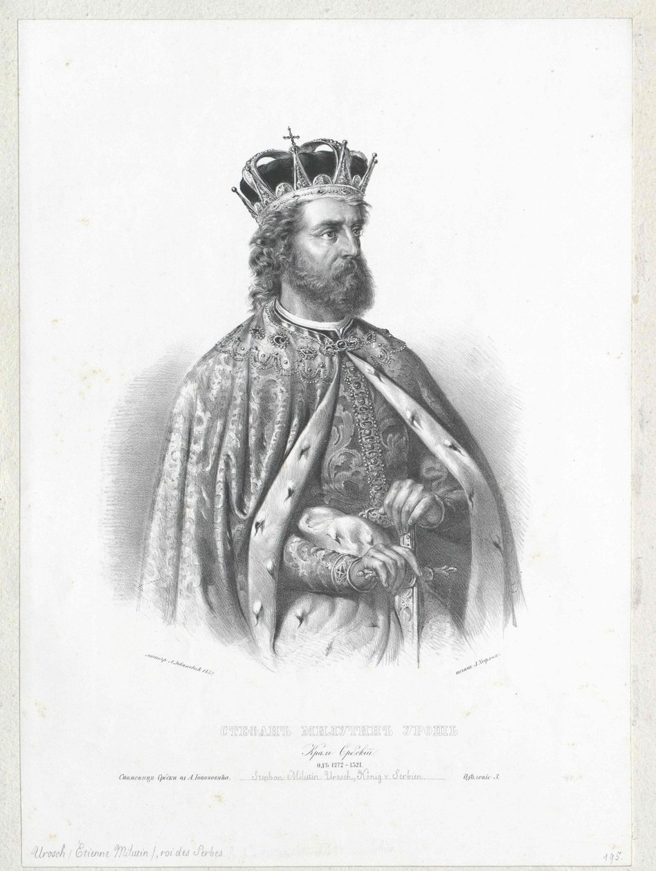 Rei da Sérvia Estêvão Urosch II de Artist Unknown