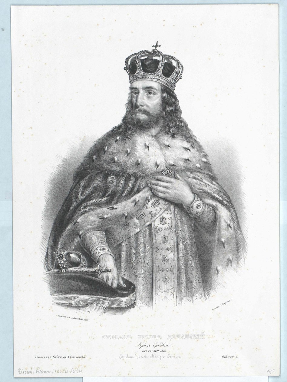 Rei da Sérvia Estêvão Urosch II de Artist Unknown