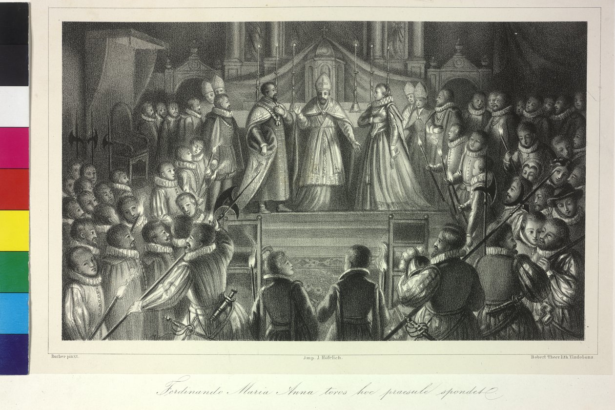 Casamento de Fernando III com a infanta Maria Ana de Espanha pelo cardeal Francisco de Dietrichstein em 20 de fevereiro de 1631 de Artist Unknown