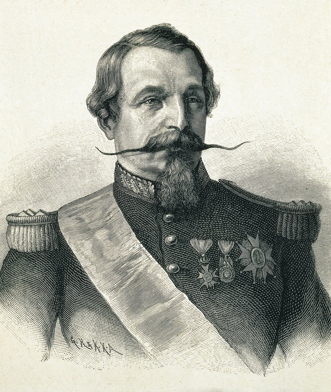 NAPOLEÃO III, Charles-Louis Napoleão Bonaparte (1808-1873). Presidente da II República (1848-1852) e imperador de França (1852-1870). Retrato de Napoleão III. Gravura. de Artist Unknown