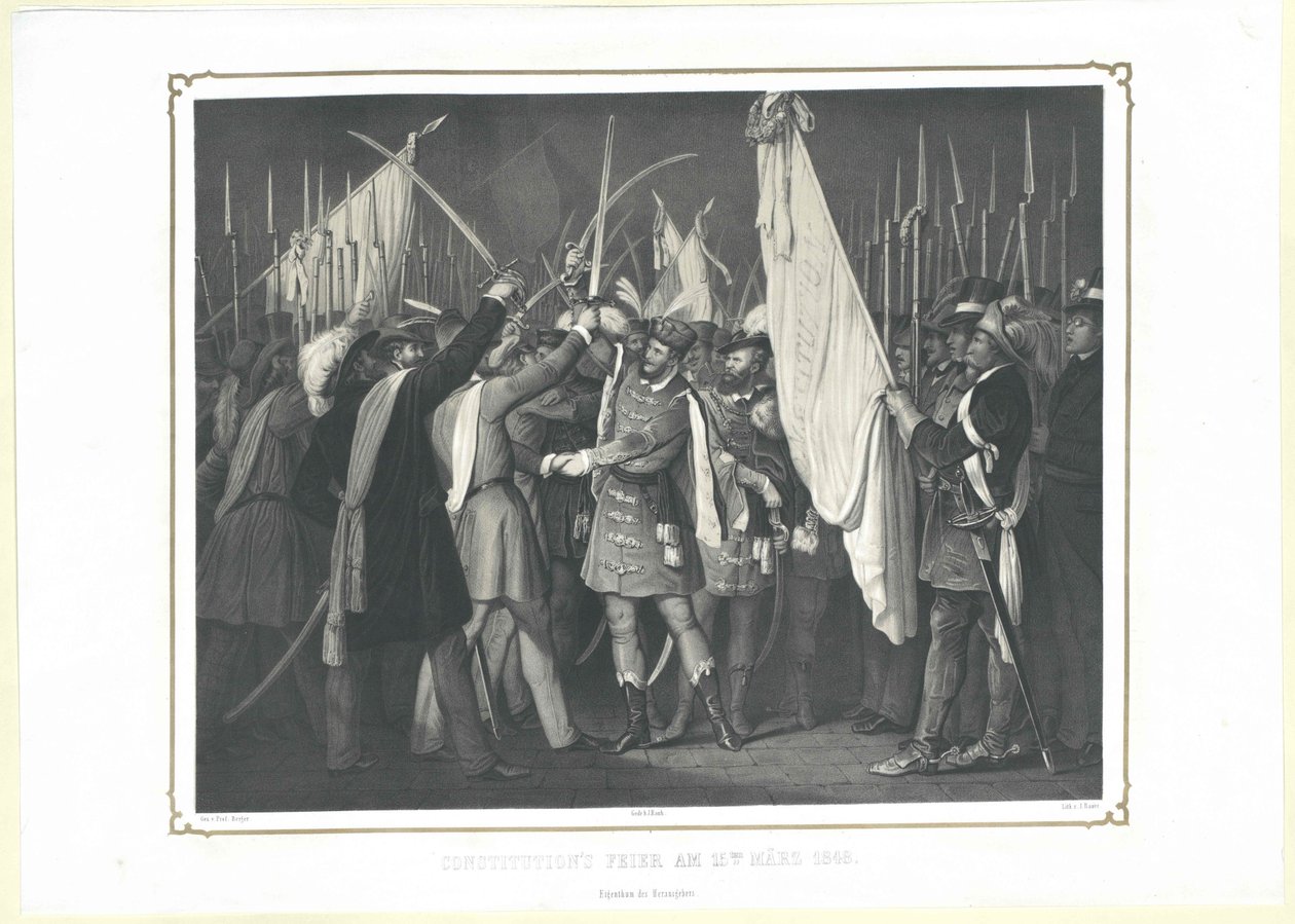 Da cerimónia da Constituição em 15 de março de 1848 de Artist Unknown
