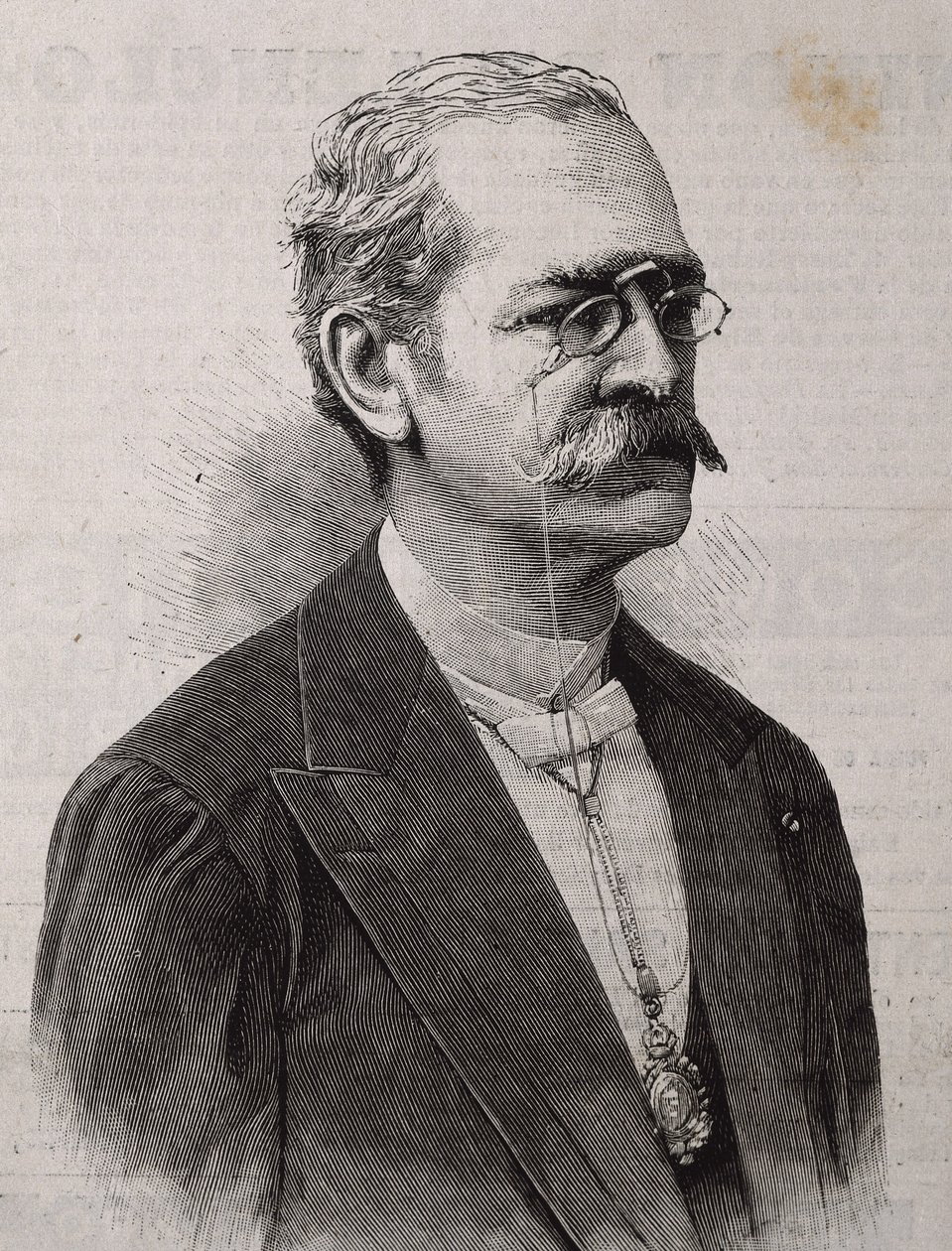 PALMA, Ricardo (1833-1919). Escritor, académico, bibliotecário e político peruano. Gravura. de Artist Unknown
