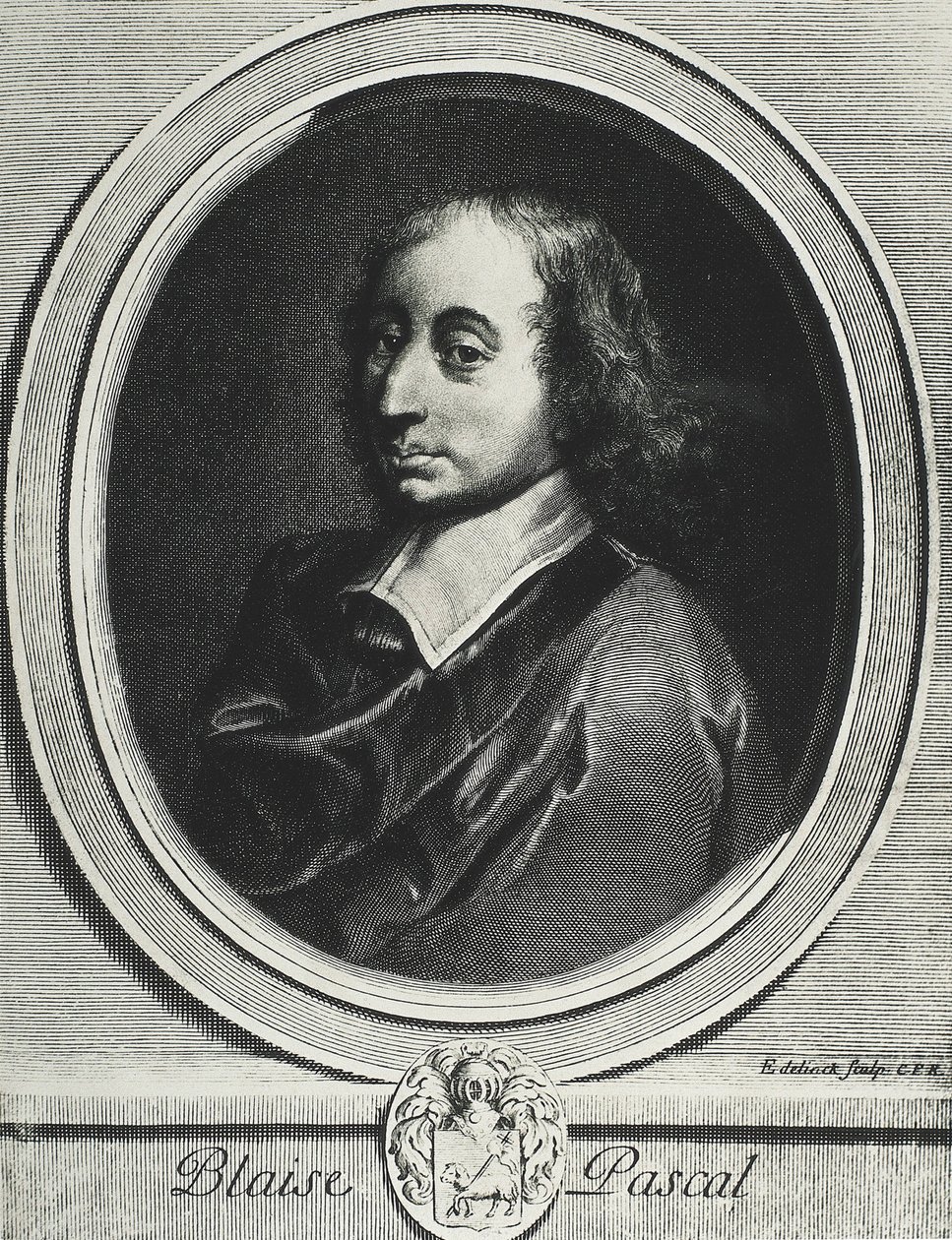 PASCAL, Blaise (1623-1662). Matemático, físico e filósofo francês. Gravura de Artist Unknown