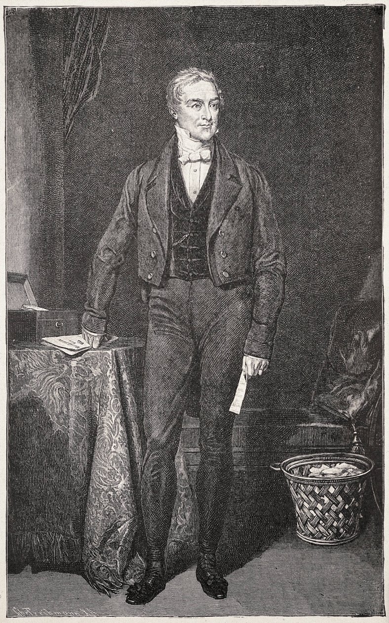 PEEL, Robert (1788-1850). Primeiro-ministro do Reino Unido (1834-1835 e 1841-1846). Gravura para Rafael Ward. Gravura. de Artist Unknown
