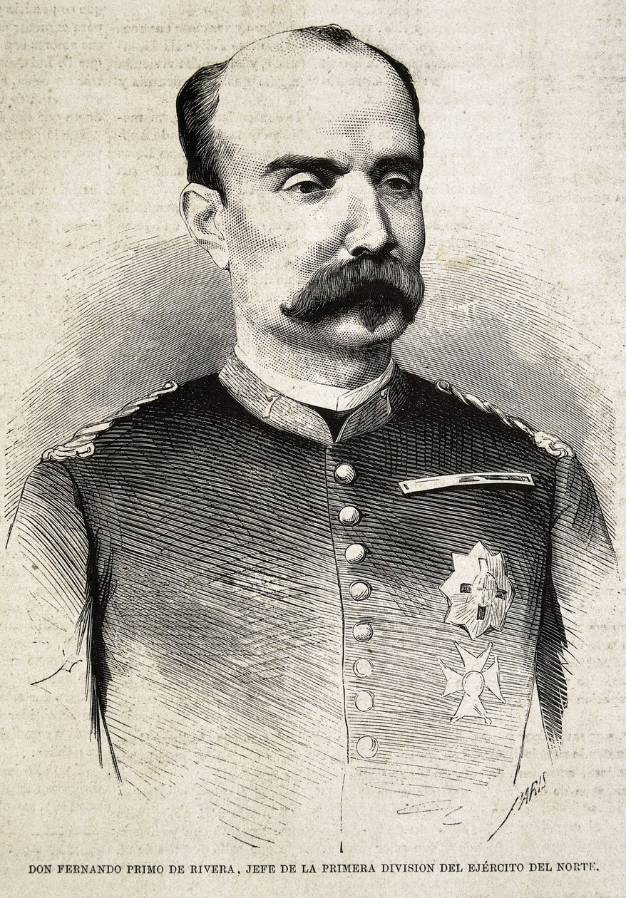 PRIMO DE RIVERA, Fernando (1831-1921). Militar e político espanhol. Fernando Primo de Rivera, que combateu na Terceira Guerra Carlista. Gravura. de Artist Unknown
