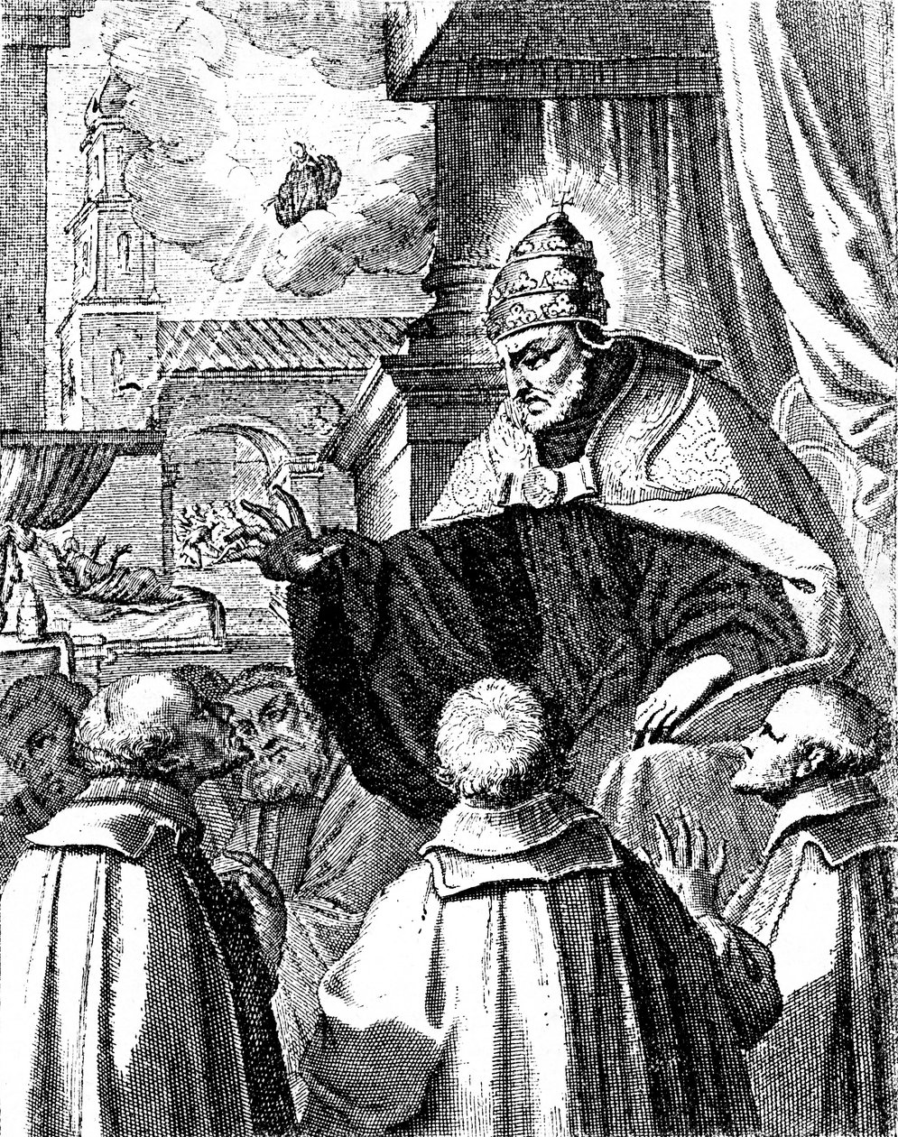 Delegados papais na corte de Miguel I de Constantinopla, O Cisma de 1054 (gravura) de Artist Unknown
