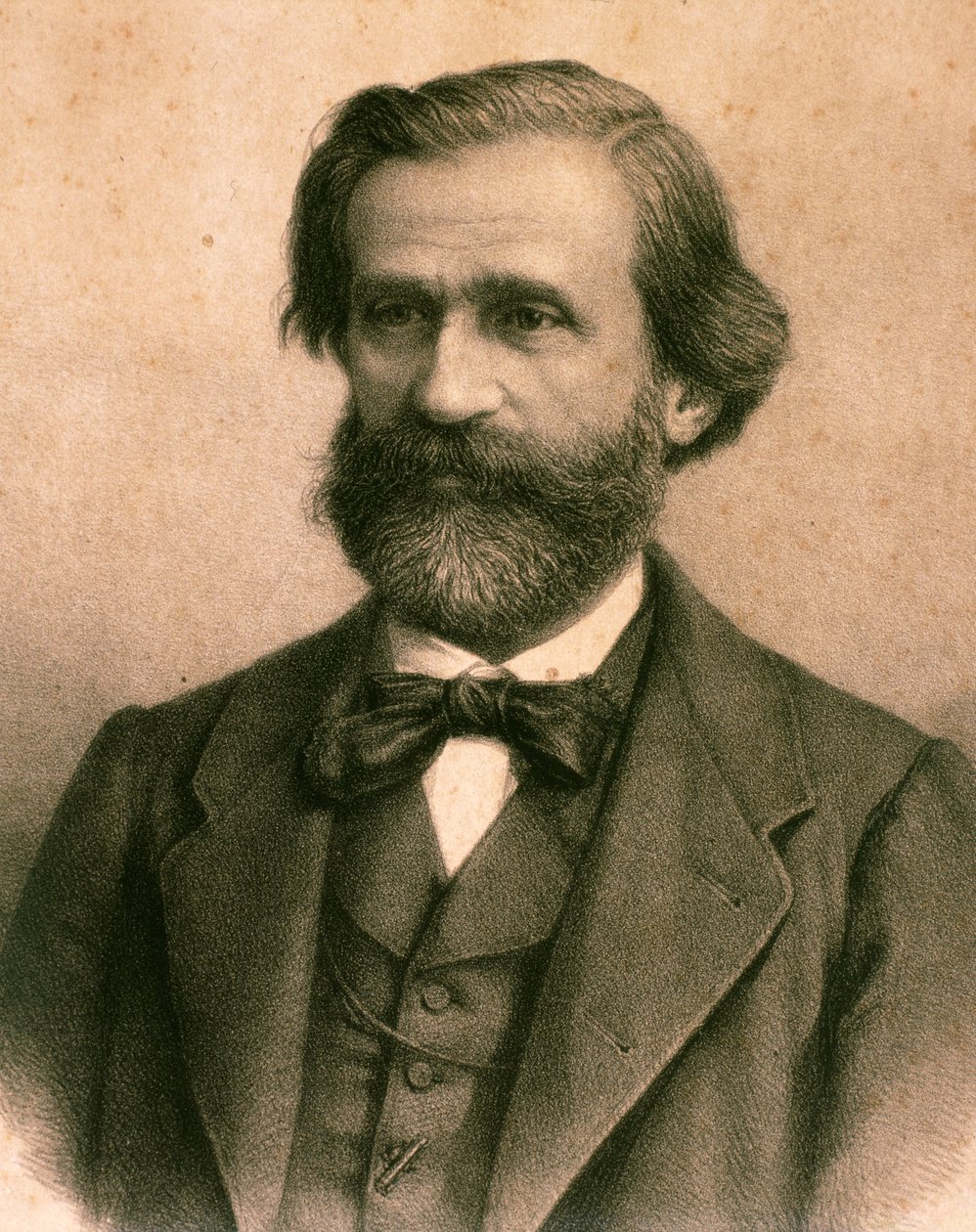 Retrato de Giuseppe Fortunino Francesco Verdi (água-forte) de Artist Unknown
