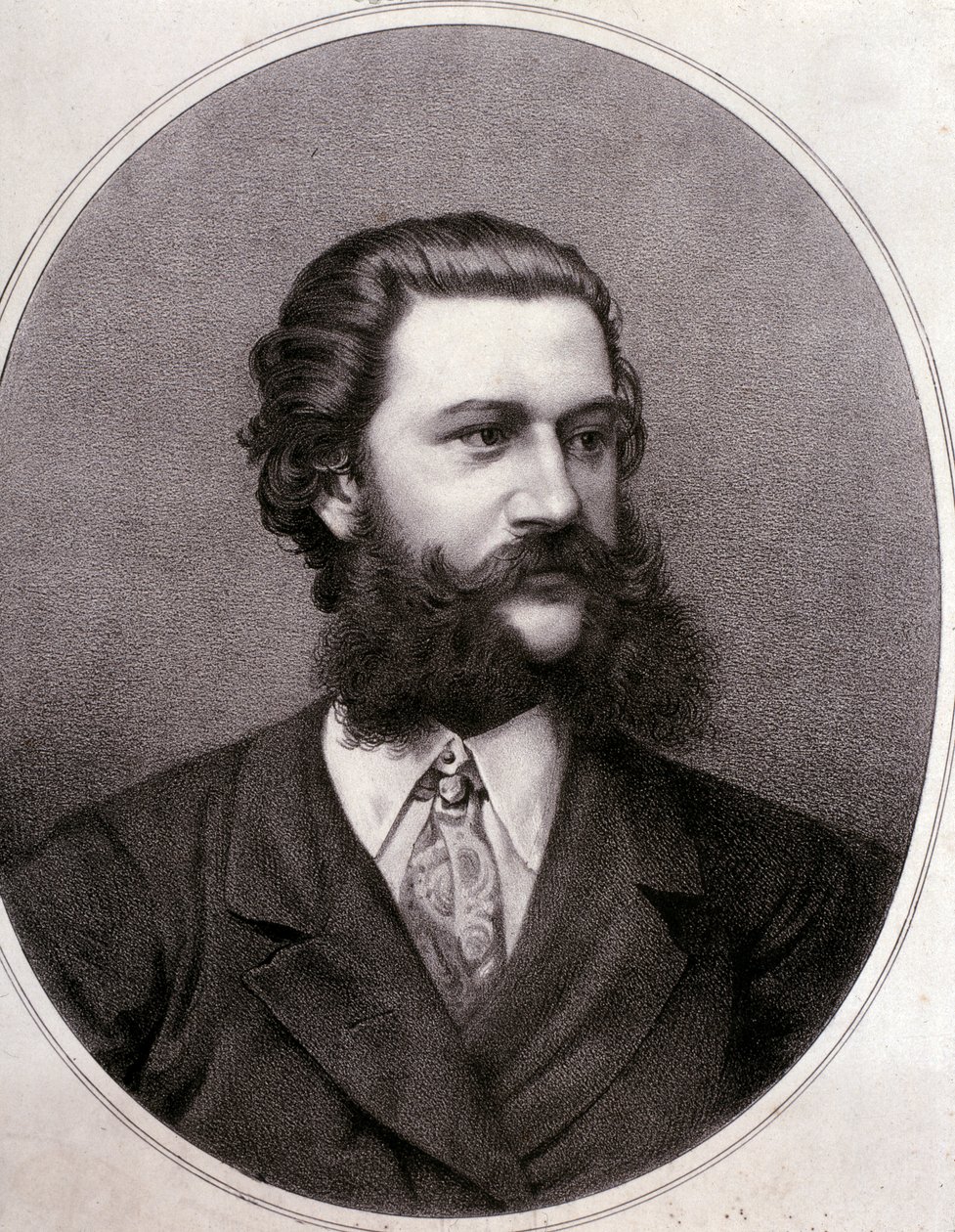 Retrato de Johann Strauss II (água-forte) de Artist Unknown