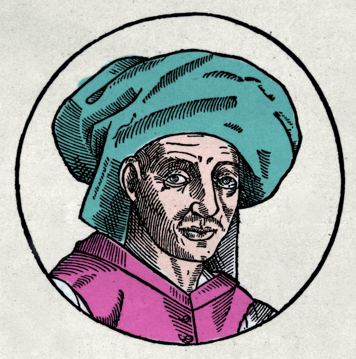 Retrato de Josquin des Pres (Josquin Desprez, Jodocus Pratensis, o Jodocus da Prato) (1440-1521) (gravura). de Artist Unknown