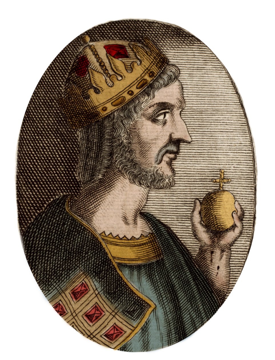 Retrato de Justiniano I - Retrato de Justiniano I (O Grande) (Flavius Petrus Sabbatius Justinianus) (482-565), Imperador Romano do Oriente de Artist Unknown