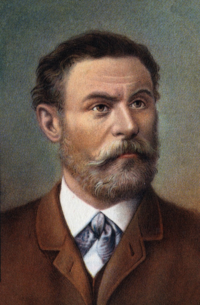Retrato de Otto Lilienthal, engenheiro alemão (cromo) de Artist Unknown