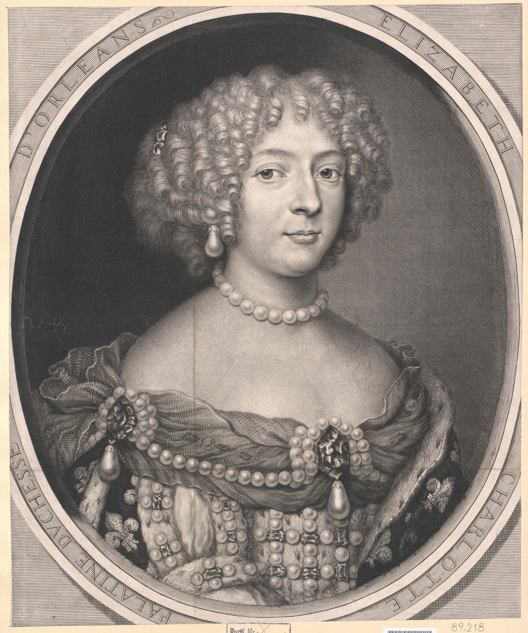 Princesa do palácio Elisabeth Charlotte (gravura) de Artist Unknown