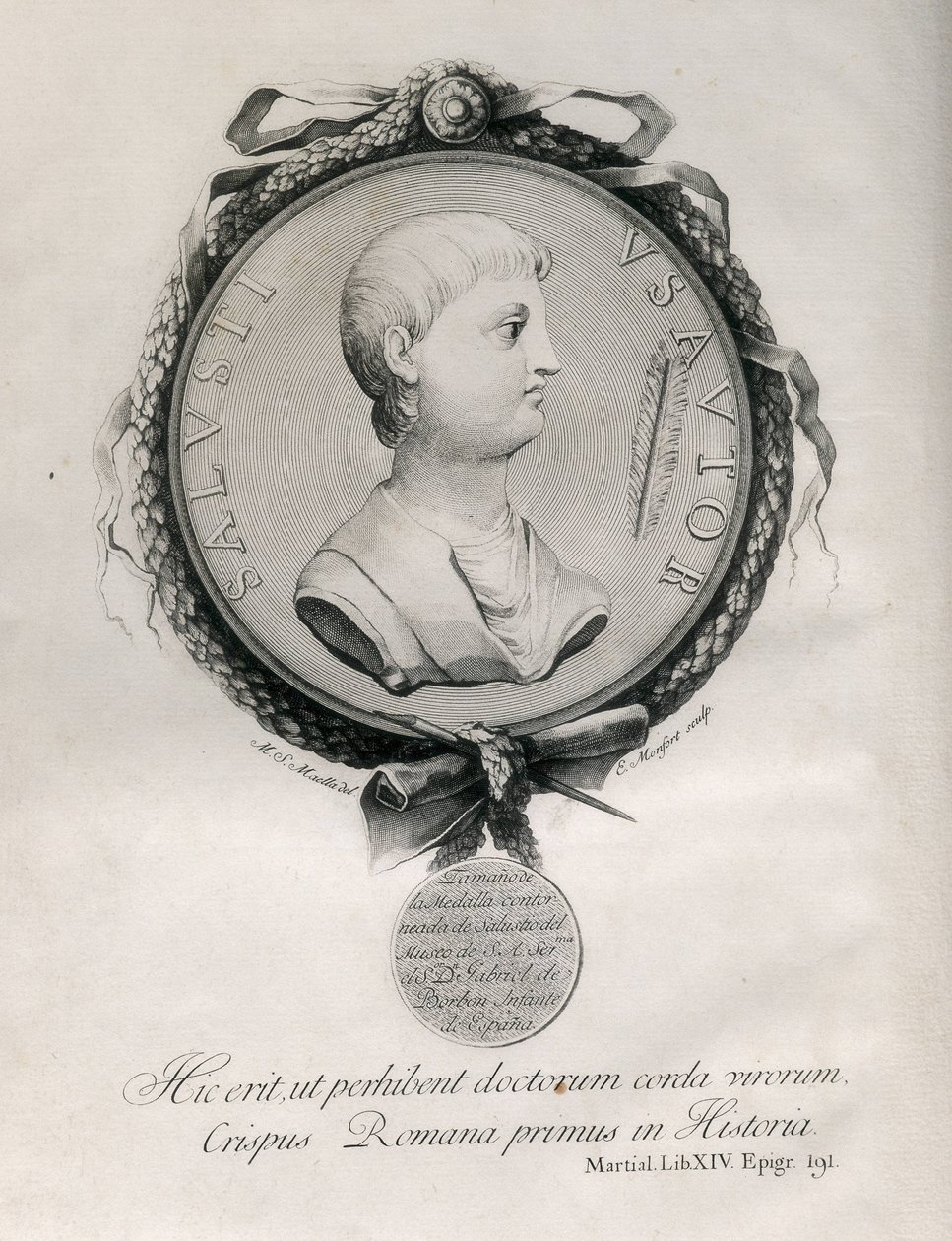 SALÚSTIO (86-35 A.C.). Historiador romano. Gravura. de Artist Unknown