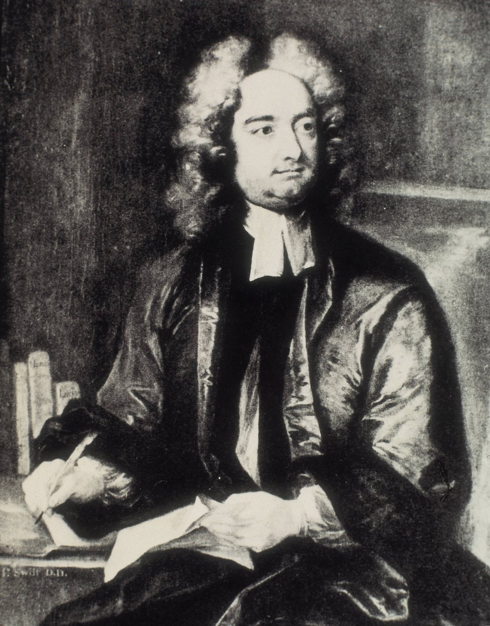 SWIFT, Jonathan (1667-1745). Clérigo irlandês e escritor satírico. Retrato como reitor da Catedral de São Patrício de Dublin segundo pintura de Charles Jervas (1675-1739). Gravura. Coleção particular de Artist Unknown