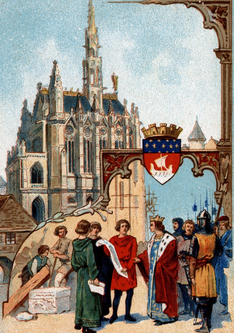 São Luís fundou a Sainte Chapelle em Paris para depositar a coroa de espinhos. de Artist Unknown