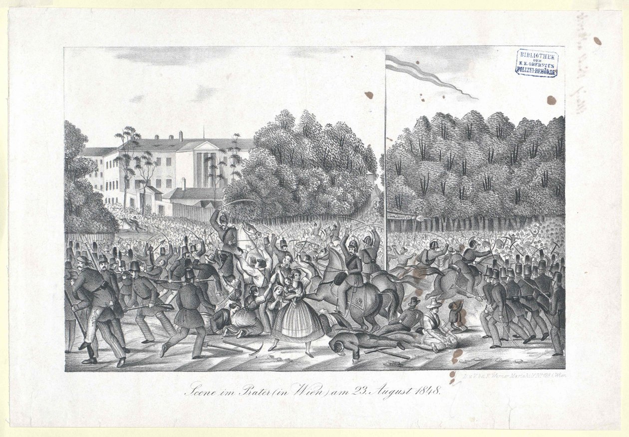 Cena no Prater (em Viena) a 23. agosto de 1848 de Artist Unknown