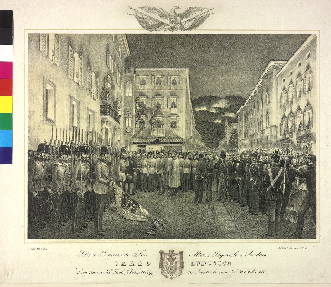 Receção solene do arquiduque Karl Ludwig em 20 de outubro de 1855 em Trento de Artist Unknown