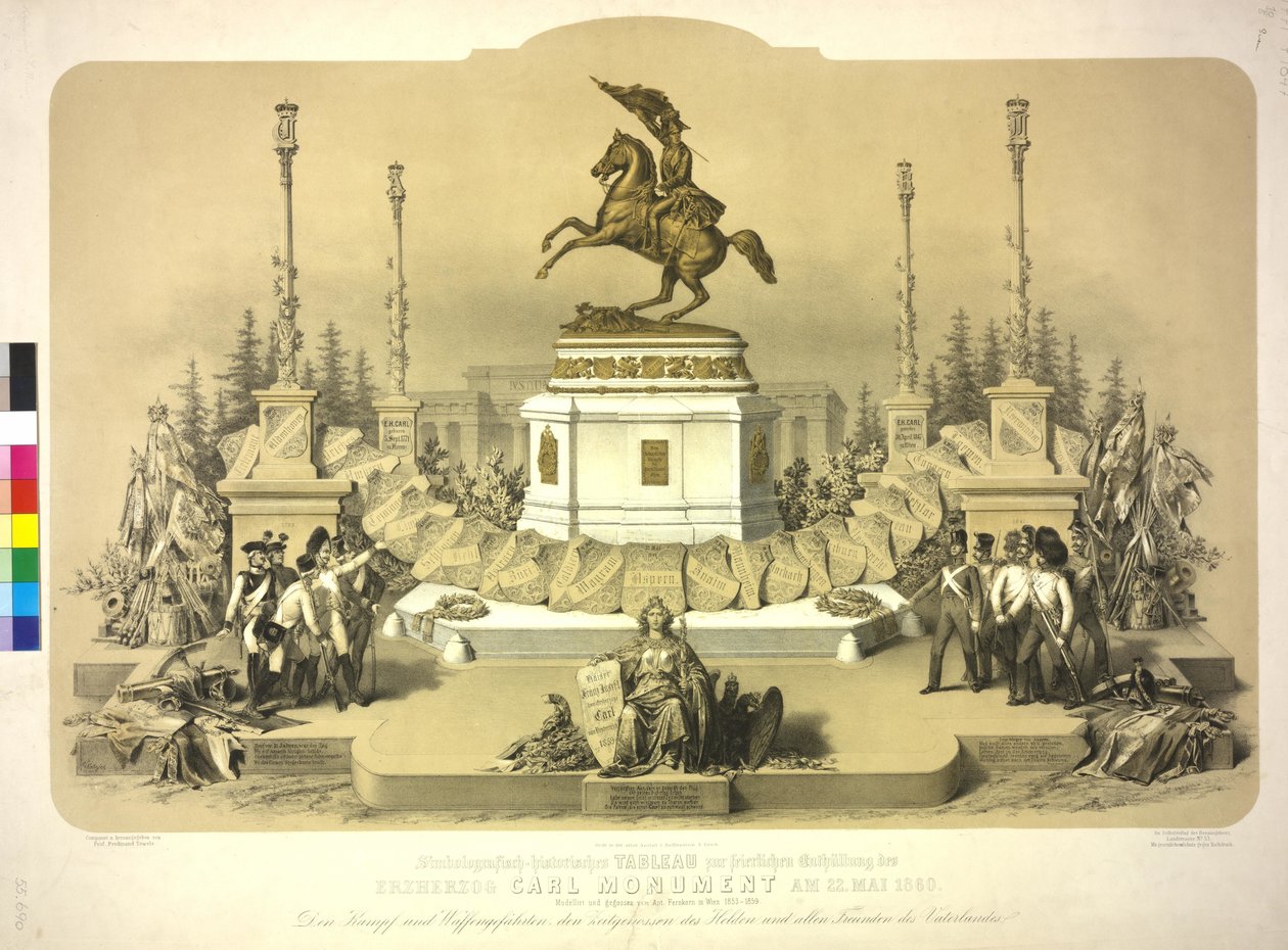 Quadro histórico simbólico-gráfico da cerimónia de inauguração do monumento ao Arquiduque Carl em 22. de maio de 1860 de Artist Unknown