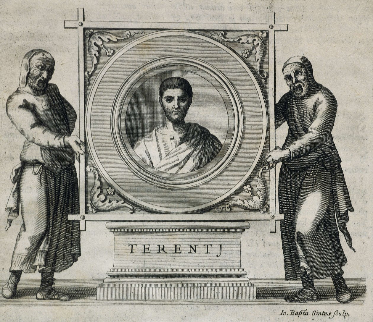 TERENCE, Publius Terentius Afer (190-154 a.C.). Dramaturgo durante a República Romana. Gravura. 1736. Gravura de Artist Unknown