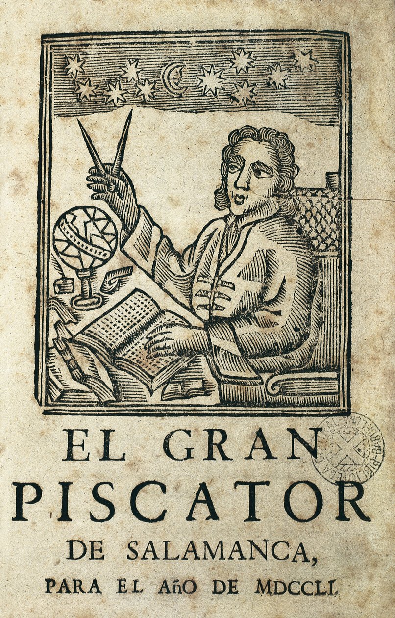 TORRES VILLARROEL, Diego de (1693-1770). Escritor espanhol, poeta, dramaturgo, astrólogo, médico, matemático, sacerdote e professor da Universidade de Salamanca. Capa de "El Gran Piscator de Salamanca para el ano de MDCCLI". Almanaque e previsões anuais de Artist Unknown