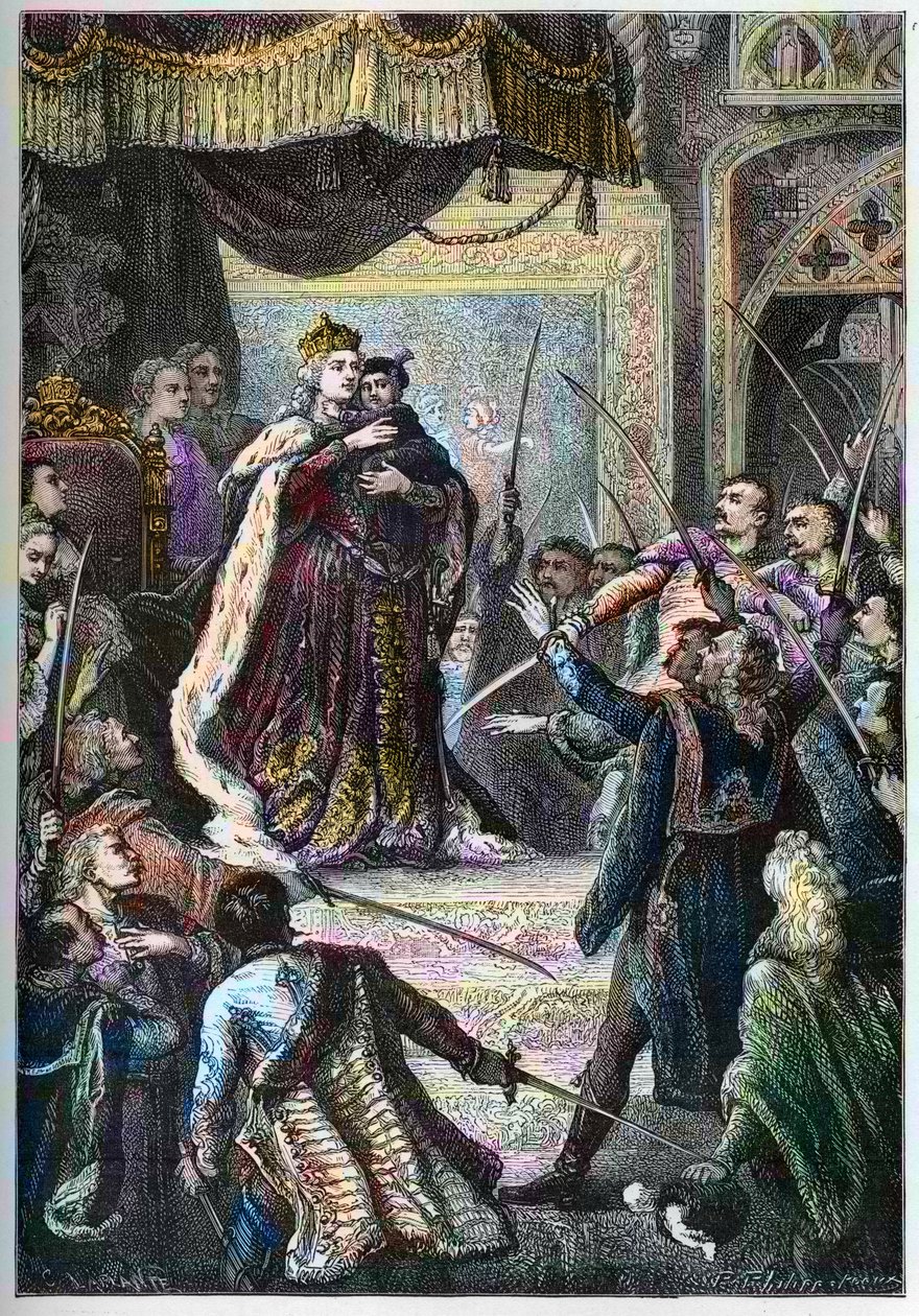 A Impressa Maria Teresa de Áustria recebe, durante a sua visita ao Parlamento de Bratislava, o juramento de fidelidade dos nobres húngaros de Artist Unknown