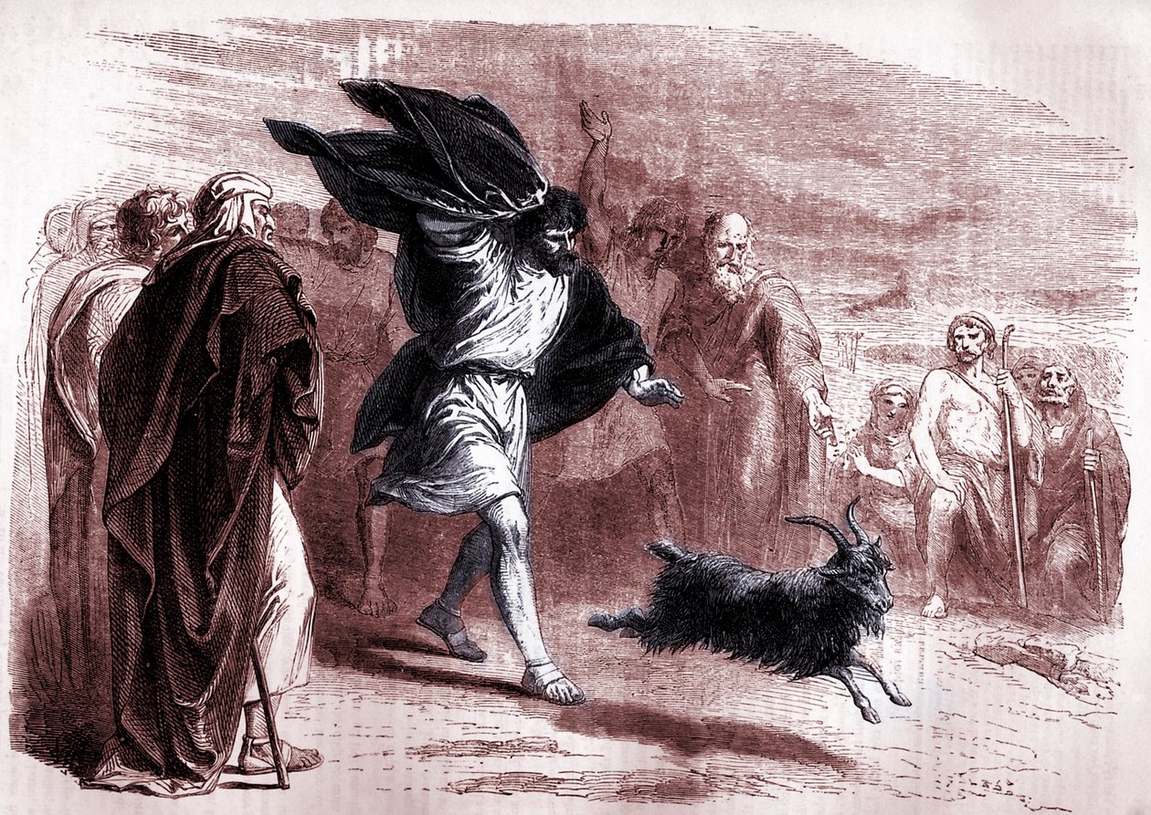 O bode expiatório enviado ao deserto por Azazel, Levítico, cap. XVI (imprimir) de Artist Unknown