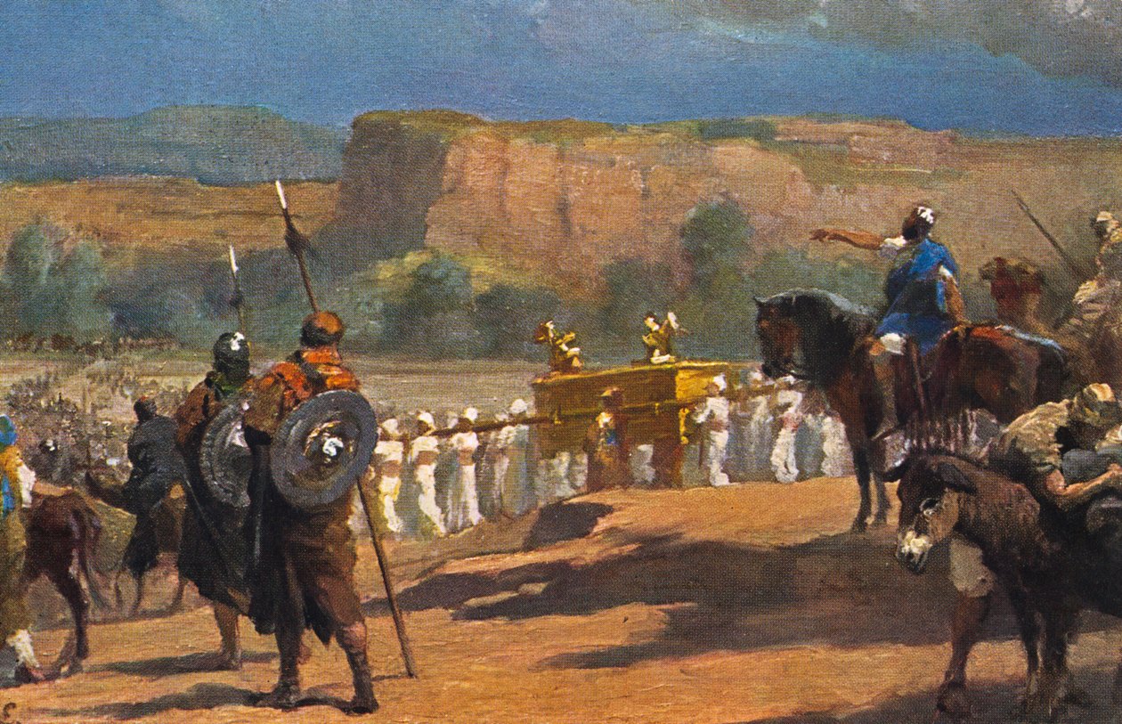 O Cerco de Jericó, Capítulo 3, Versículo 17 da Bíblia (imprimir) de Artist Unknown