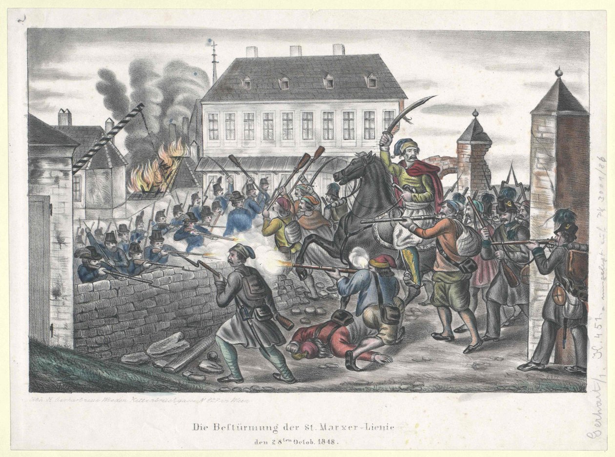 O assalto à linha de St. Marxer em 28 de outubro de 1848 de Artist Unknown